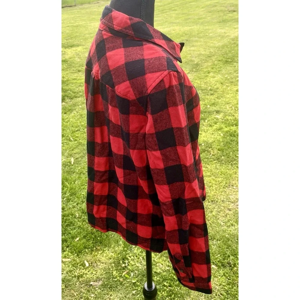 J.Crew Buffalo Plaid Jacket Womens Small Red Black‎ Flannel Utility Chore Coat